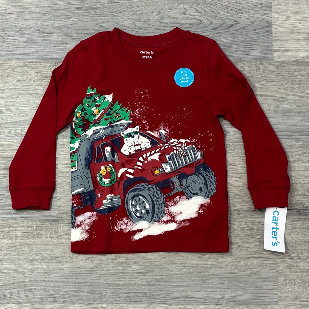 Carter's Boys Christmas‎ Polar Bear Crashing Through the Snow Tee - Size 2T NWT